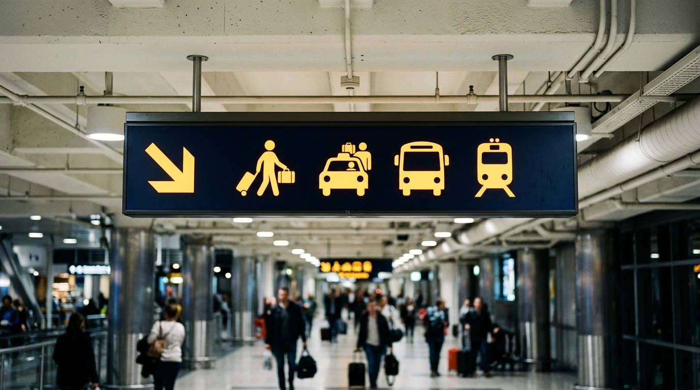 Signalétique d’un terminal indiquant la zone de prise en charge des véhicules