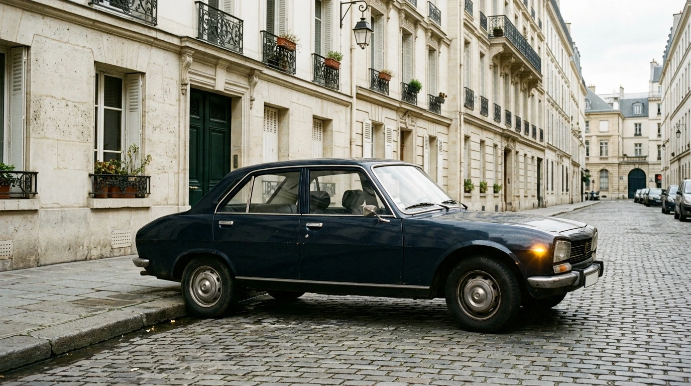 Véhicule avec chauffeur en attente le long d’un trottoir parisien