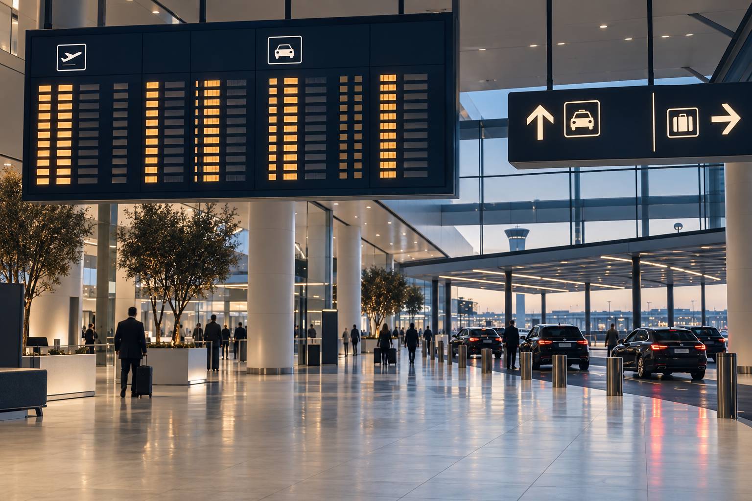 Illustration éditoriale du sujet : CDG terminal par terminal : où votre VTC vous attend