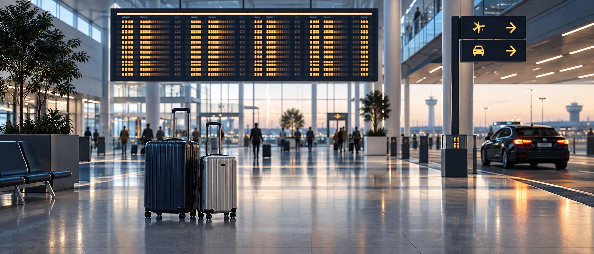 Illustration éditoriale du sujet : Transfert CDG avec deux valises : ce que ça change au prix